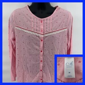 Adonna Pink‎ Fleur Ditsy Floral Pajama Top Shirt Pants Set M - NWT